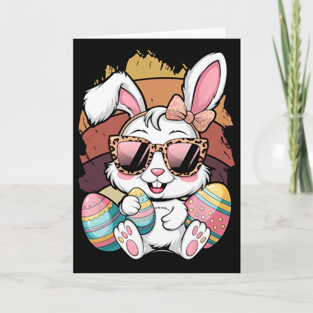 Cute Pink Plaid Pattern Easter Bunny Face Rabbit E Card (Front)