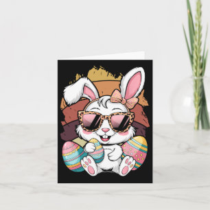 Cute Pink Plaid Pattern Easter Bunny Face Rabbit E Card