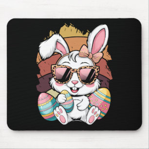 Cute Pink Plaid Pattern Easter Bunny Face Rabbit E Mouse Pad