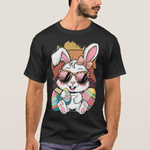 Cute Pink Plaid Pattern Easter Bunny Face Rabbit E T-Shirt