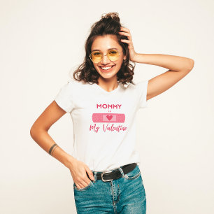 Cute Pink Plaster Heart   Mummy Is My Valentine T-Shirt