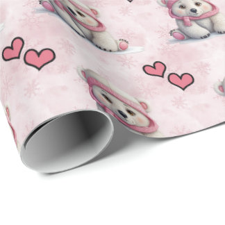 Cute pink polar bear wrapping Paper