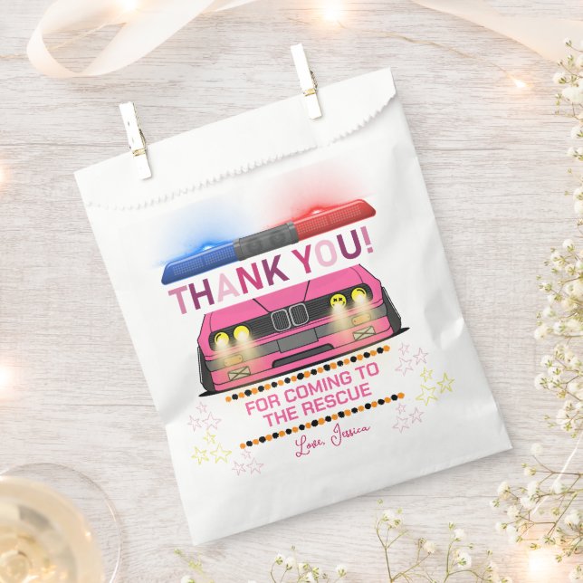 Cute pink Police Girl Birthday Party  Favour Bag (Clipped)