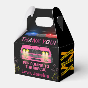 Cute pink Police Girl Birthday Party Favour Box