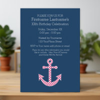 Cute Pink Polka Dot Anchor Birthday Party