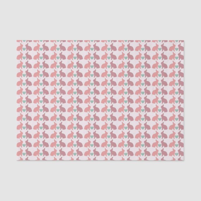 Cute Pink Polka Dot Bunnies Pattern Tissue Paper (Front)