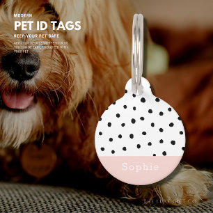 Cute Pink Polka Dot Dog Pet Tag Small