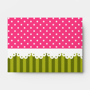 Cute Pink Polka Dot Green Stripes Pattern Envelope