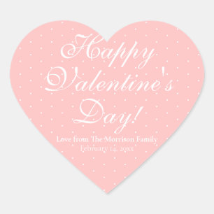Cute pink polka dots custom script Valentine's Day Heart Sticker