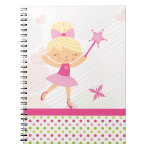 Cute pink polkadot ballerina fairy girl's notebook