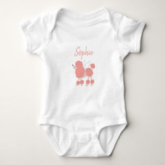 Cute Pink Poodle Baby Bodysuit
