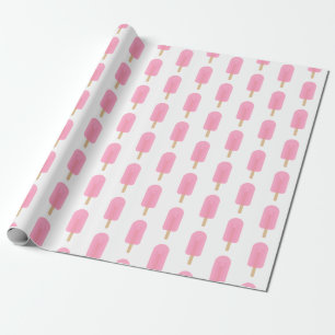 Cute Pink Popsicle Pattern Wrapping Paper
