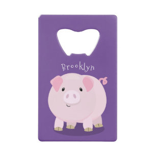 Cute pink pot bellied pig cartoon illustration
