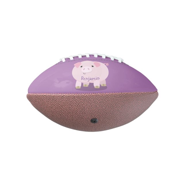 Cute pink pot bellied pig cartoon illustration football (Rotated 270)