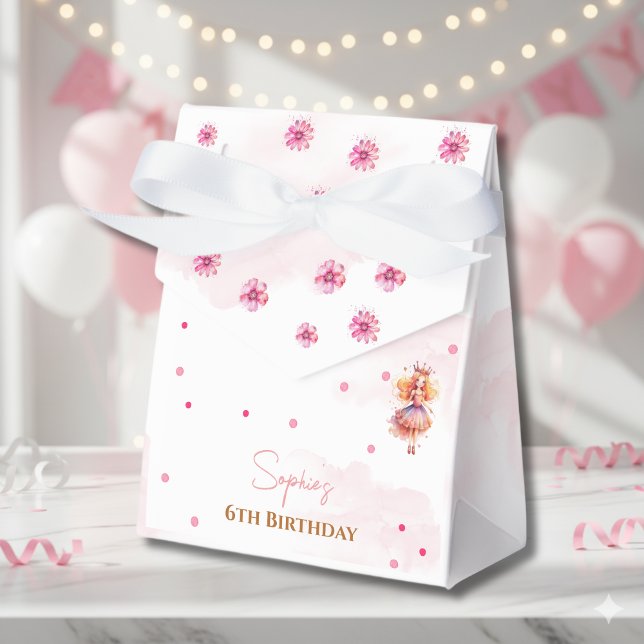 Cute pink princess and balloons birthday favour box (Creator Uploaded)