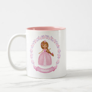 Cute Pink Princess Personalised Two-Tone Coffee Mug