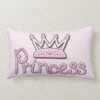 Cute Pink Printed Pearls Princess Crown Lumbar Cushion