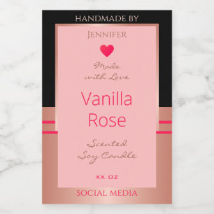 Cute Pink Product Labels Black and Rose Gold Frame