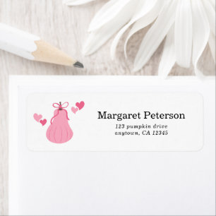 Cute Pink Pumpkin Bow Baby Shower Return Address Label