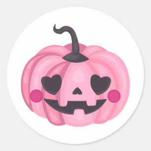 Cute Pink Pumpkin  Classic Round Sticker