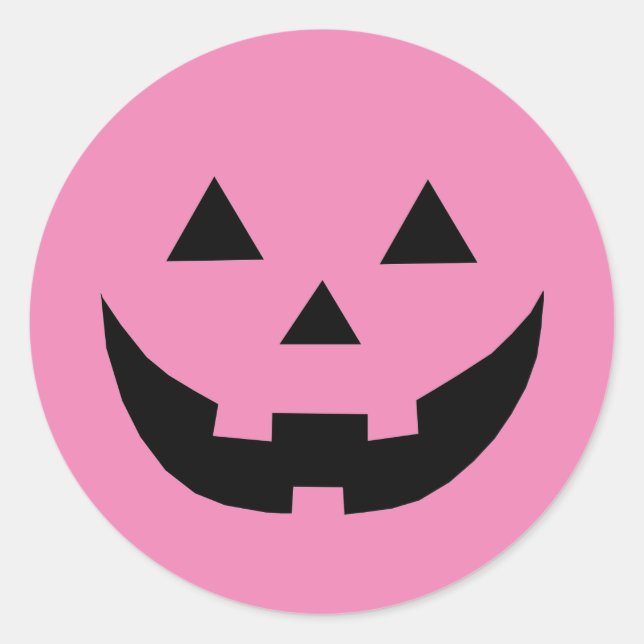 Cute pink pumpkin face Breast Cancer Awareness Classic Round Sticker (Front)