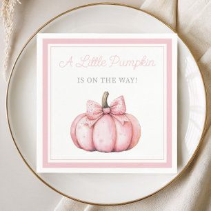 Cute Pink Pumpkin Girl Baby Shower Napkin