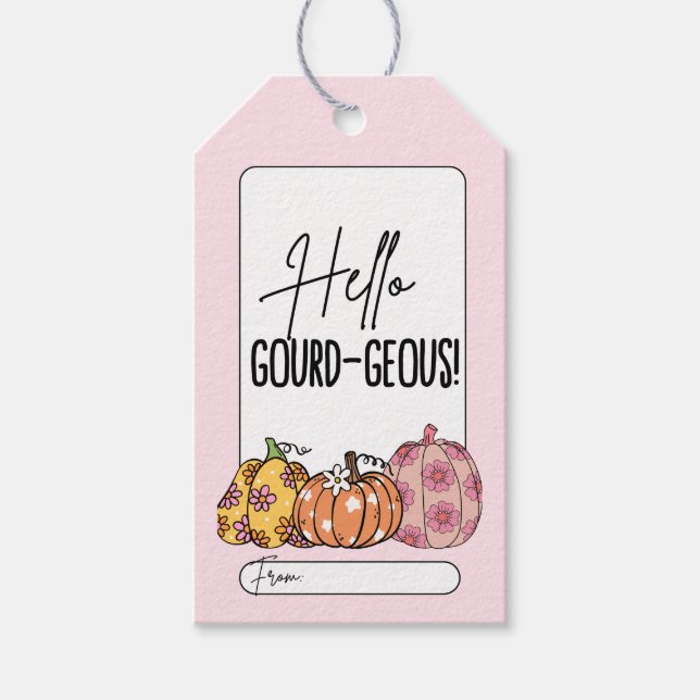 Cute Pink Pumpkin Halloween Gift Tag (Front)