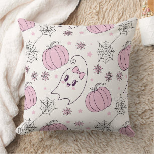 Cute Pink Pumpkin Halloween Pattern Cushion
