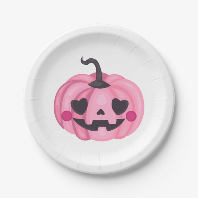 Cute Pink Pumpkin  Paper Plate (Front)