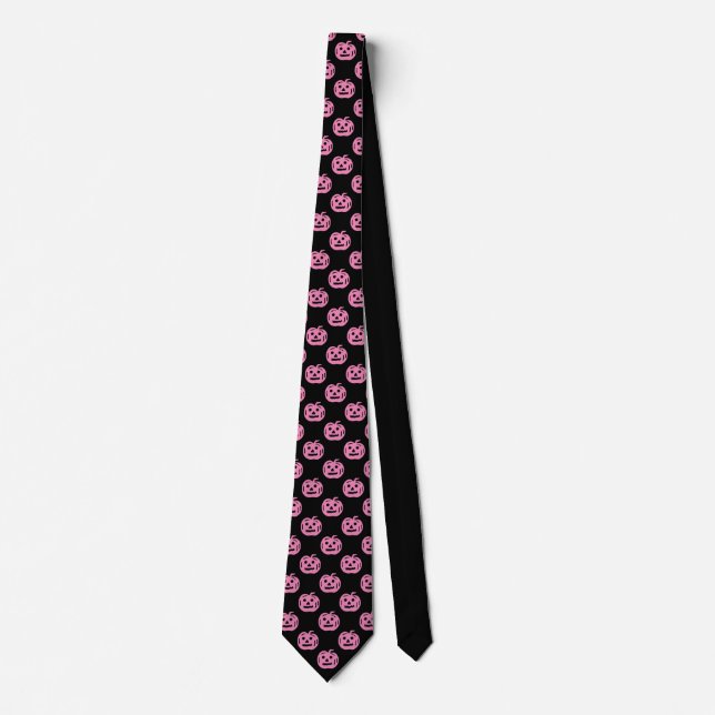 Cute Pink Pumpkin Pattern Halloween Costume Tie (Front)