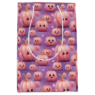 Cute Pink Pumpkin pattern kids halloween  Medium Gift Bag