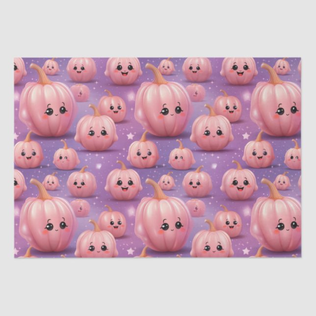 Cute Pink Pumpkin pattern kids halloween  Tissue Paper (Front)