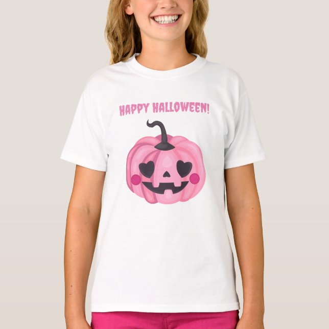 Cute Pink Pumpkin  T-Shirt (Front)