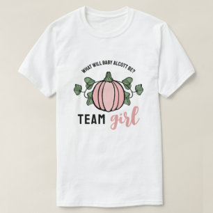 Cute Pink Pumpkin Team Girl Gender Reveal T-Shirt