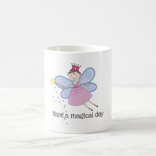 Cute pink purple blue fairy cartoon personalised coffee mug