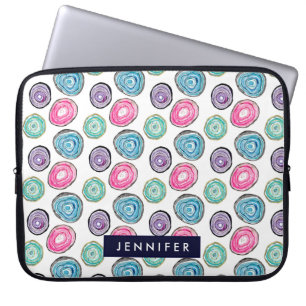 Cute pink purple blue geode pattern personalised laptop sleeve