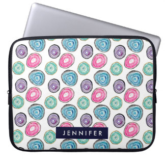 Cute pink purple blue geode pattern personalised laptop sleeve