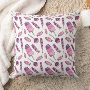 Cute Pink & Purple Candy Popsicle Sweet Treats Cushion