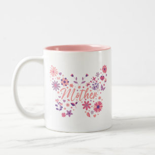 Cute Pink & Purple Flower Mother Two-Tone Coffee Mug