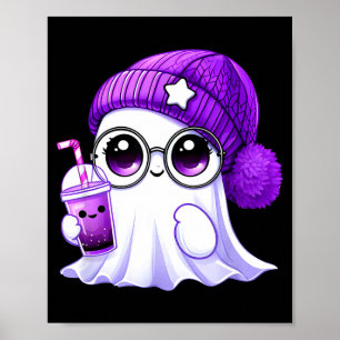 Cute pink purple ghost coffee halloween ghost men poster