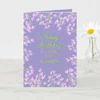 Cute Pink Purple Green Flowers Birthday Card