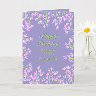 Cute Pink Purple Green Flowers Birthday Card