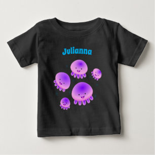 Cute pink purple jellyfish kawaii cartoon baby T-Shirt