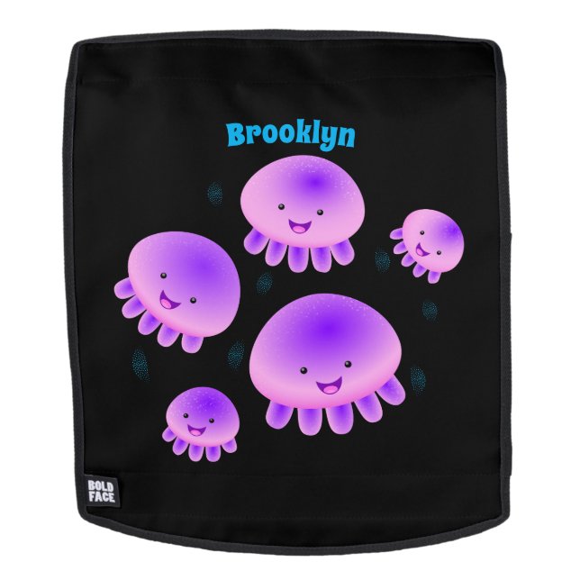Cute pink purple jellyfish kawaii cartoon backpack (Removable Face)