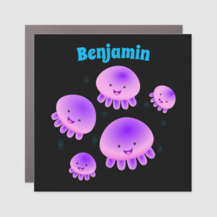 Cute pink purple jellyfish kawaii cartoon car magnet