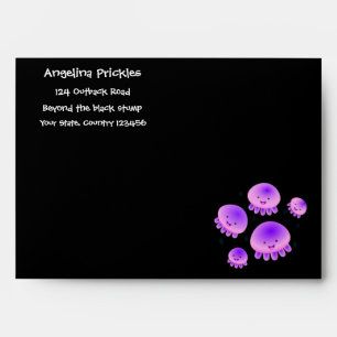 Cute pink purple jellyfish kawaii cartoon envelope