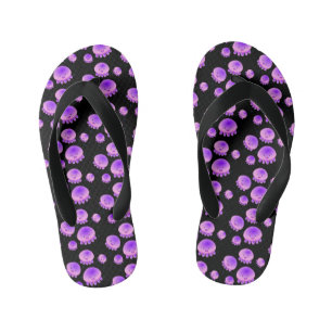 Cute pink purple jellyfish kawaii cartoon kid's thongs
