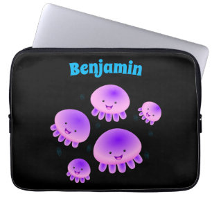 Cute pink purple jellyfish kawaii cartoon laptop sleeve