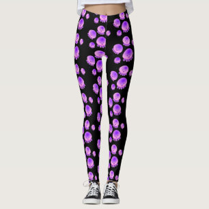 Cute pink purple jellyfish kawaii cartoon leggings