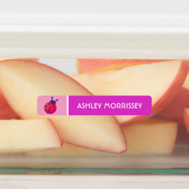 Cute Pink Purple Ladybug Kids Name Labels